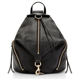REBECCA MINKOFF JULIAN BLACK LEATHER BACKPACK